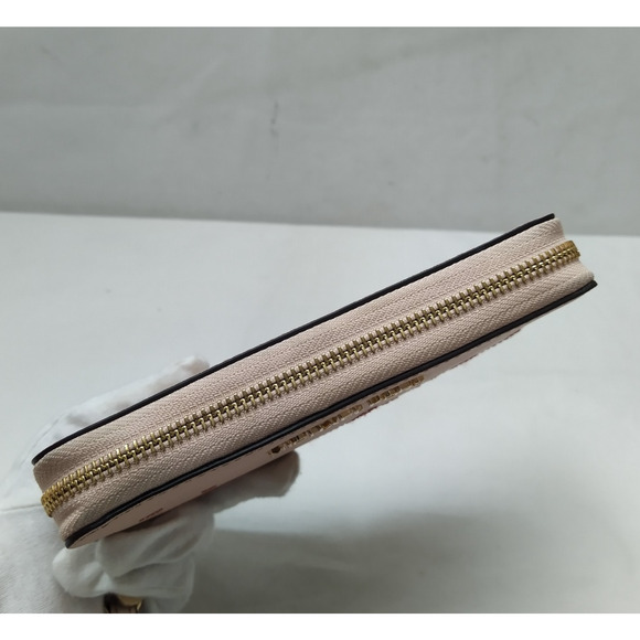 Michael Kors Pink Leather Love Sign Zip Around Credit Card ID Window Wallet - Picture 6 of 14